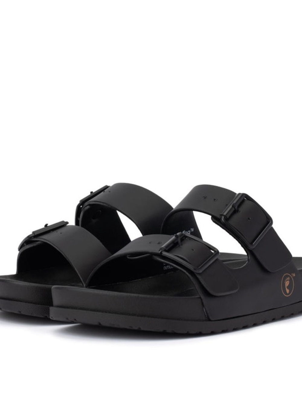 Women’s Earthing Black Double-Buckle Slide Sandals